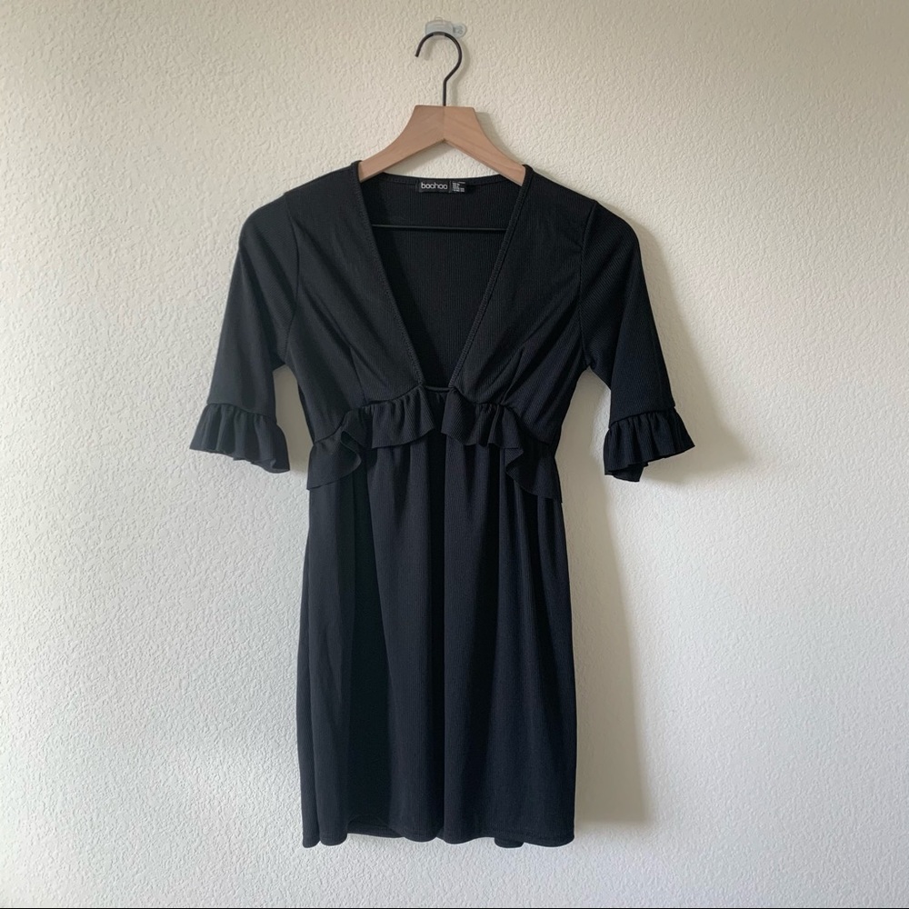 Boohoo Ribbed Empire Waist LBD